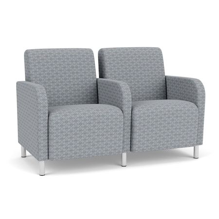 Lesro Siena Lounge Reception 2 Seat Tandem Seating, Brushed Steel, RS Fog Upholstery SN2103